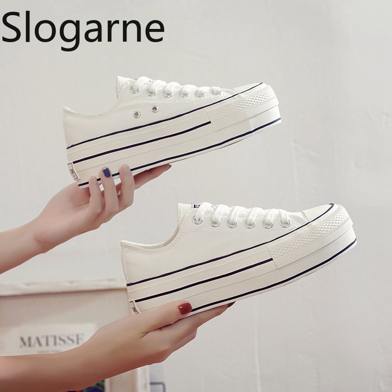 Women'S Shoes For Wide Feet - New Students High Sole Canvas Shoes