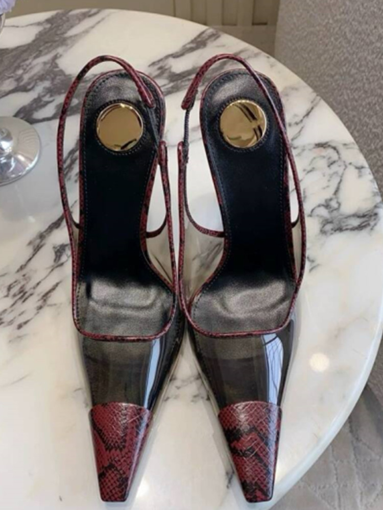 2026 Summer New Transparent Sq - Metallic Heel Sandal reseña y precio