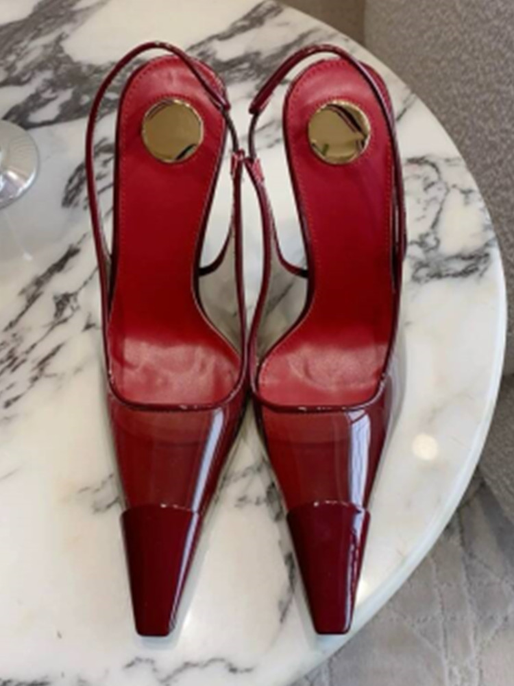 2026 Summer New Transparent Sq - Metallic Heel Sandal reseña y precio