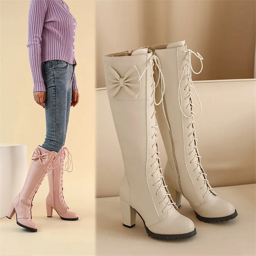 Sweet Bowtie Lolita Knee-high  - Knee High Boots Women reseña y precio