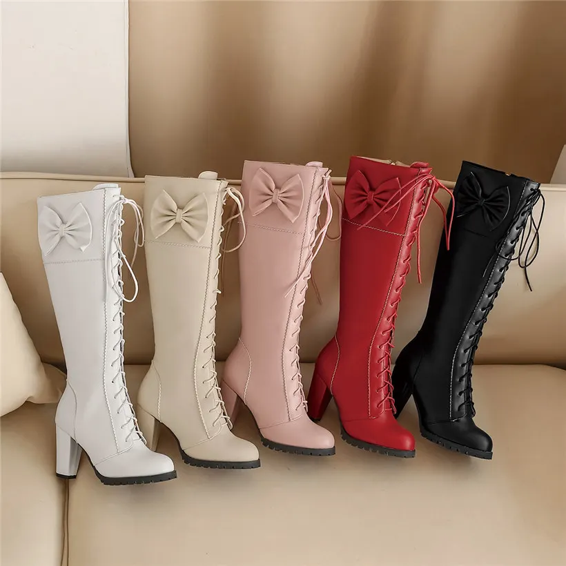 Sweet Bowtie Lolita Knee-high  - Knee High Boots Women reseña y precio