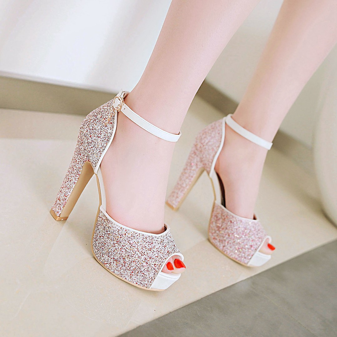 White Wedding Party Women Plat - Metallic Heel Sandal reseña y precio