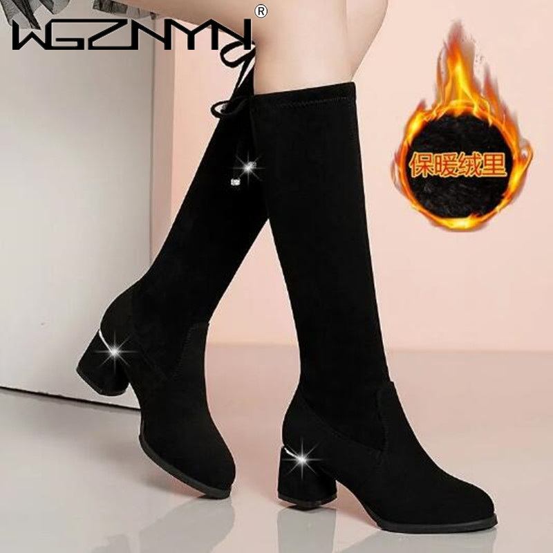 Women Autumn Winter Black Knee - Knee High Boots Women reseña y precio