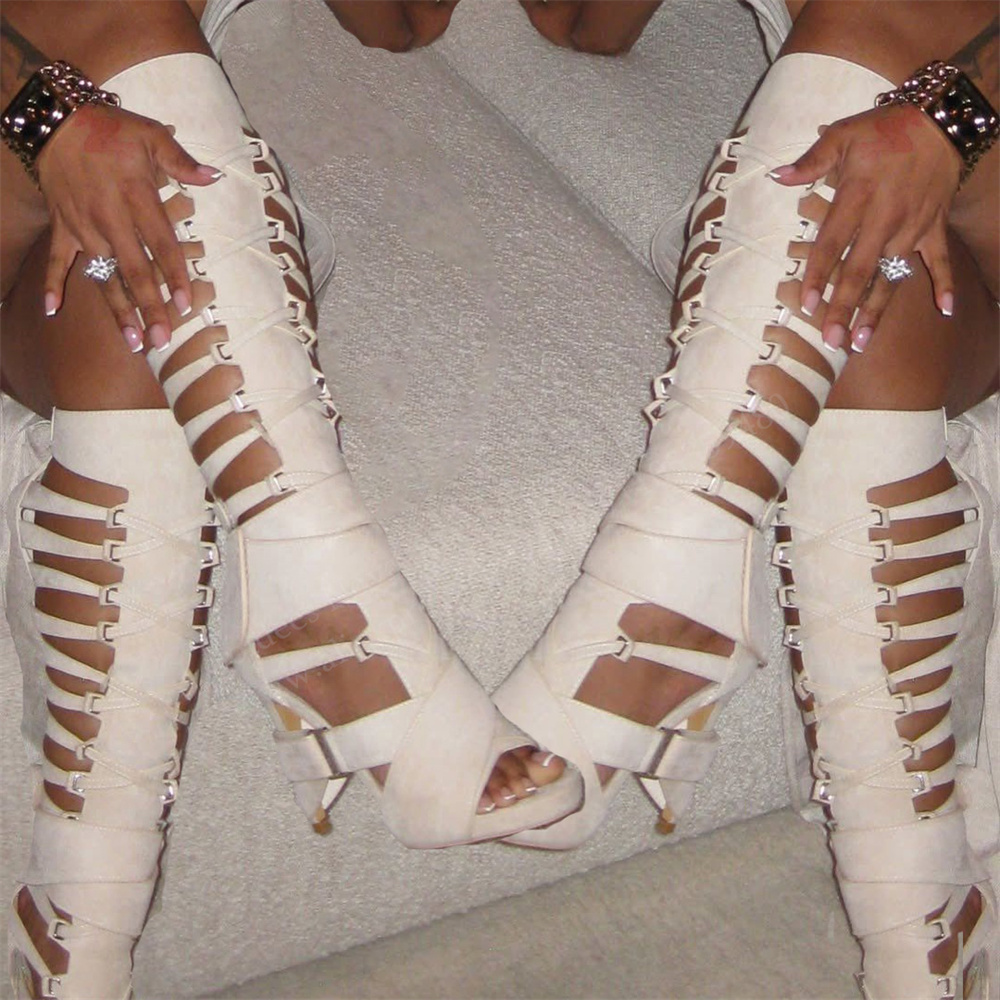 Gladiator Hollow Belt Buckle K - Knee High Boots Women reseña y precio