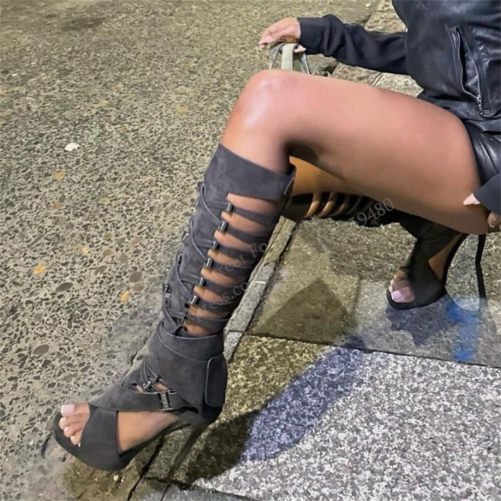 Gladiator Hollow Belt Buckle K - Knee High Boots Women reseña y precio