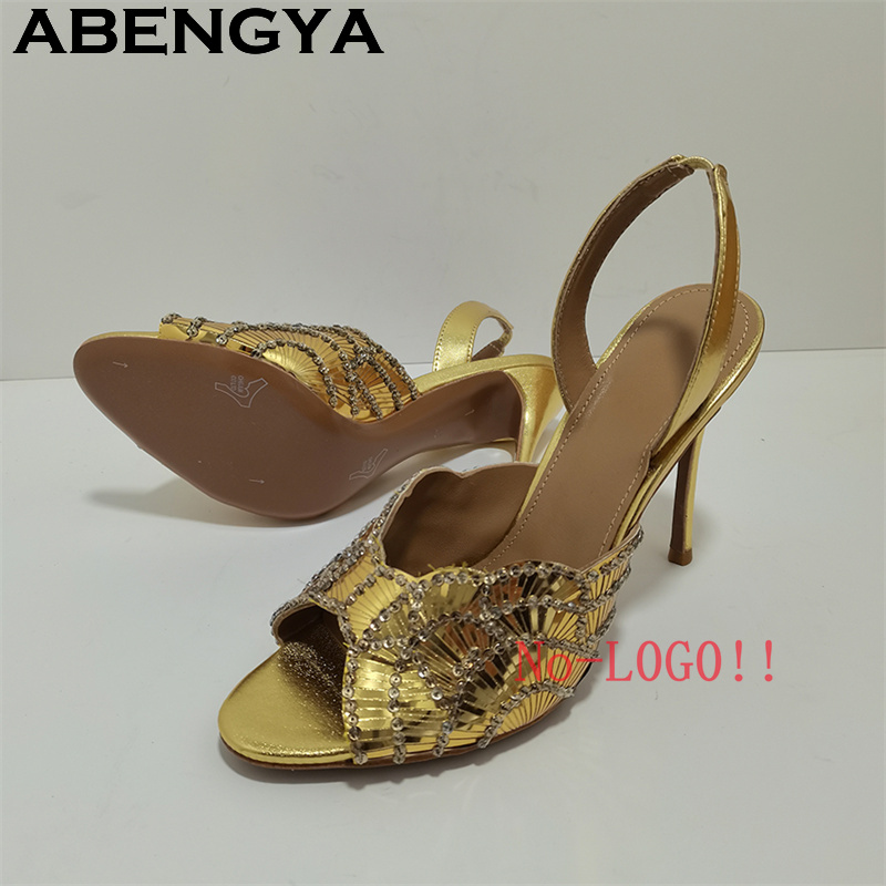 2026 Summer Trendy New Shiny F - Metallic Heel Sandal reseña y precio