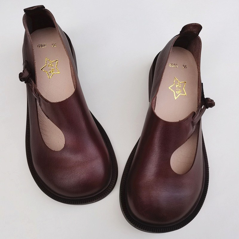 Careaymade-Genuine leather big - Women'S Shoes Round Toe reseña y precio
