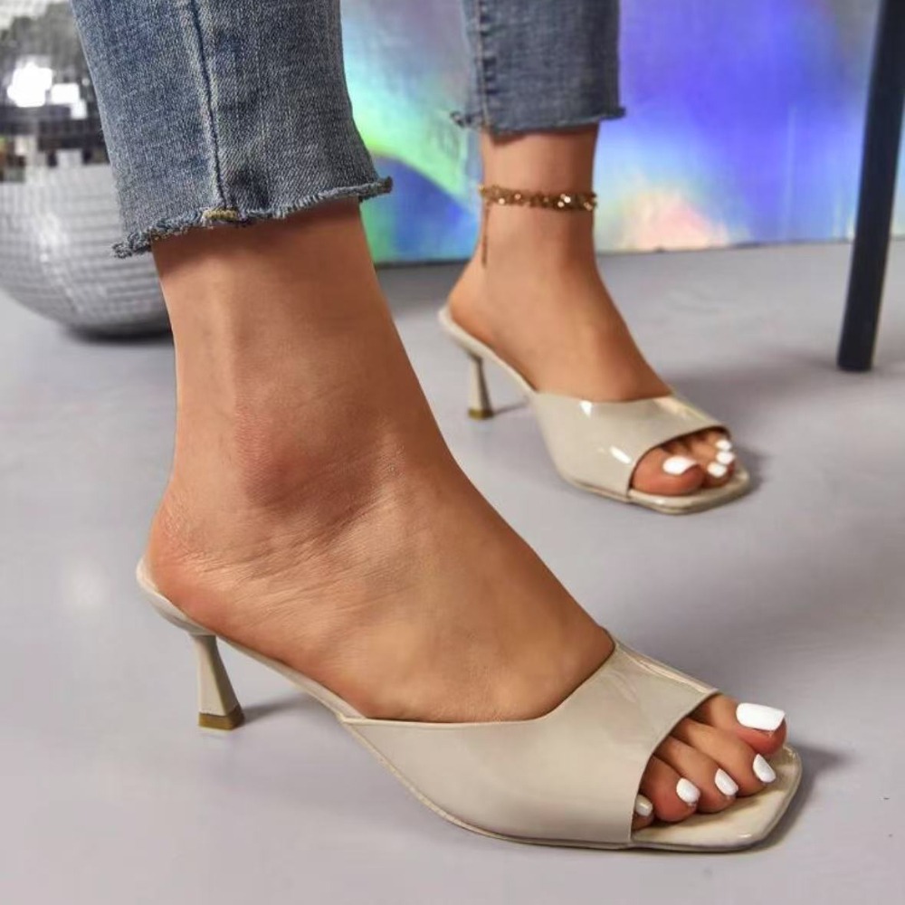 Fashion Fish Mouth Slippers Su - Metallic Heel Sandal reseña y precio
