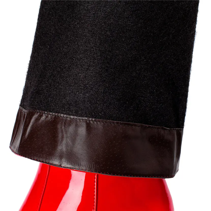 Red White Patent Leather Women - Knee High Boots Women reseña y precio