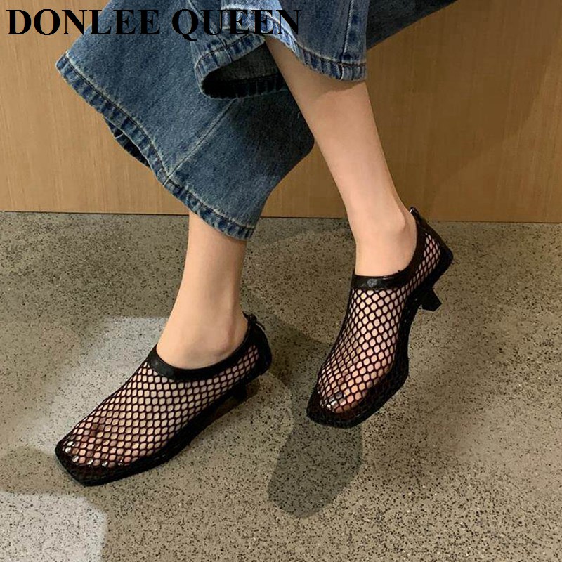 Vintage Mesh Square Toe Mule S - Women'S Shoes Kitten Heels reseña y precio
