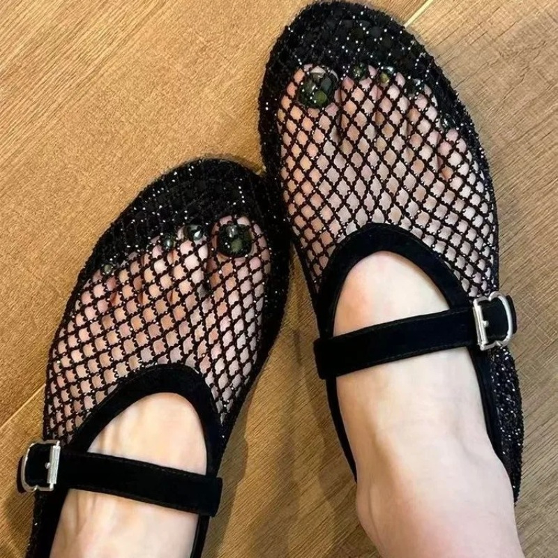 Hollow Rhinestone Baotou Sanda - Women'S Shoes Round Toe reseña y precio