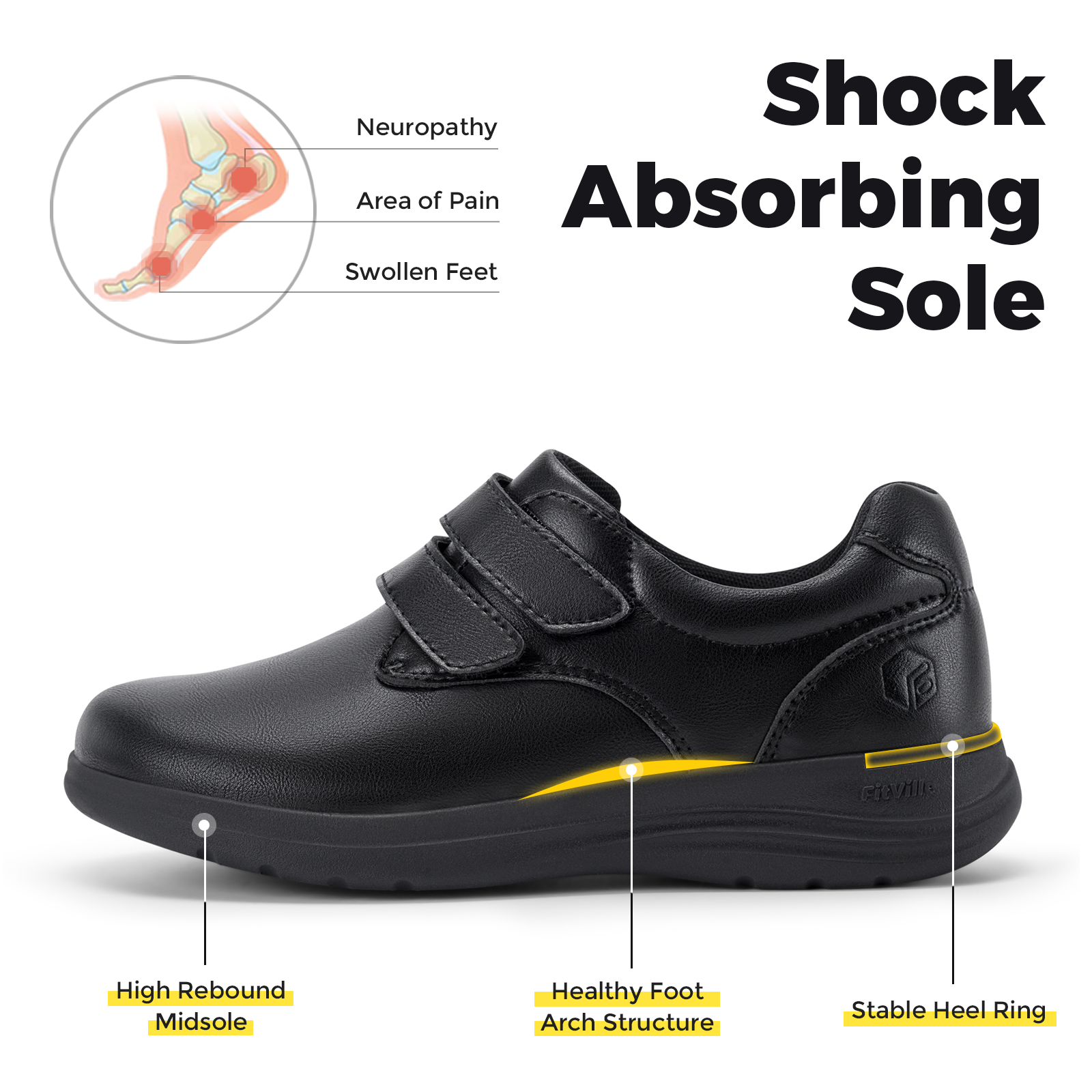 FitVille Leather Women's Shoes - Women'S Shoes For Wide Feet reseña y precio