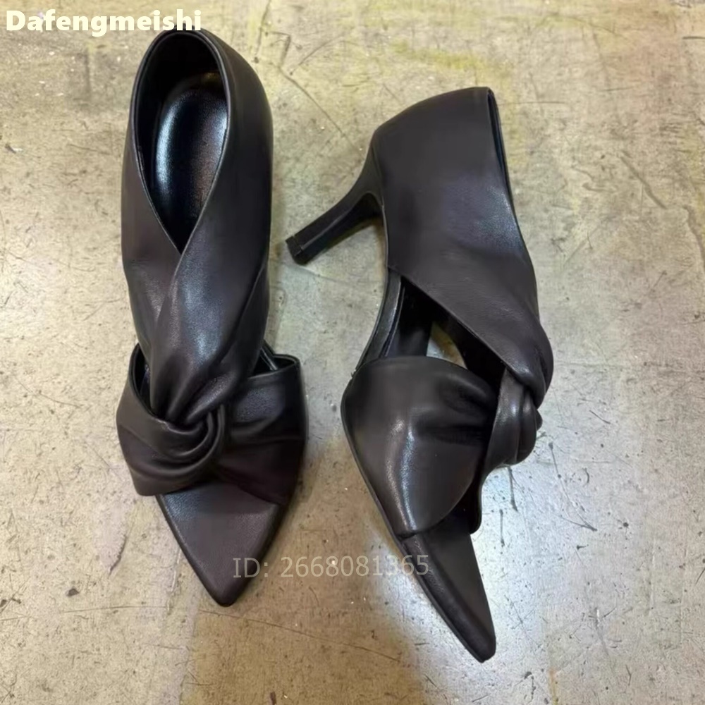 Women Black Leather Twisted Kn - Women'S Shoes Kitten Heels reseña y precio