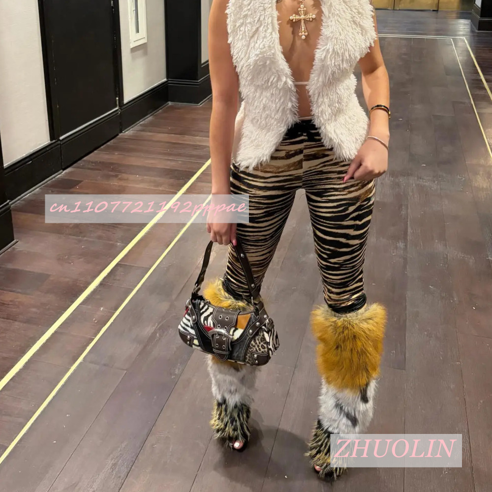 Summer Retro Plush Open Toe Sa - Knee High Boots Women reseña y precio