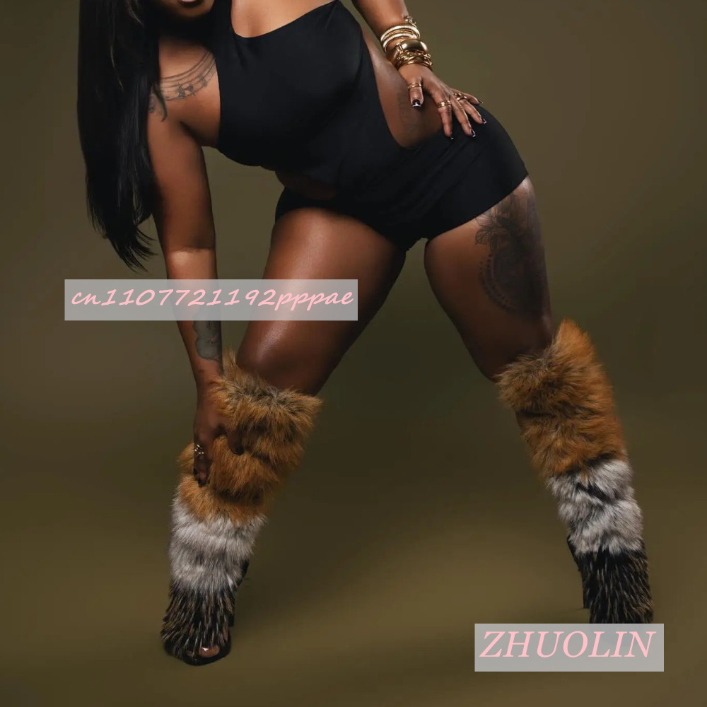 Summer Retro Plush Open Toe Sa - Knee High Boots Women reseña y precio